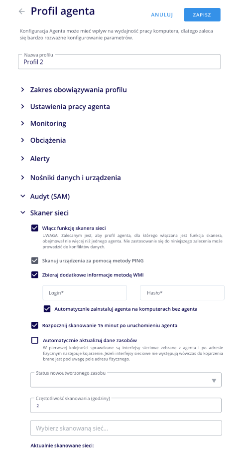 LOG Plus 2.1: Profil agenta WMI